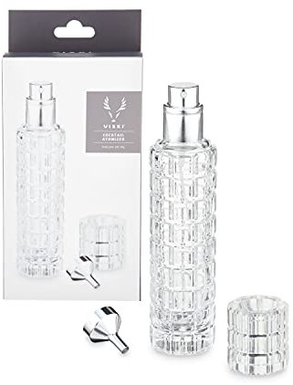 Viski 10248 Martini Atomizer Vermouth or Bitters Cocktail Mister, Glas & Edelstahl Bar Werkzeug, 30 ml, Glas, farblos