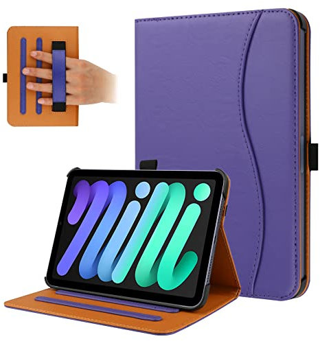 FANRTE iPad Mini 6th Generation Case 8.3 Inch 2021, Premium PU Leather Folio Stand Smart Protective Cover, Multi-Viewing Angles and Auto Wake & Sleep Function for iPad Mini 6th Gen（Purple）
