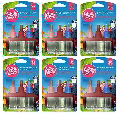 Fresh & More Nachfüller 6x 20ml Mixed Berries, Nachfüllflakons kompatibel mit 3Volution Duftstecker