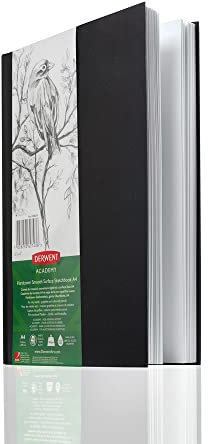Derwent Academy Notizbuch/Skizzenbuch A4, Fester Einband, 128 Seiten / 64 Blätter 135 g/m² Papier, Perforierte Ränder, Ideal zum Zeichnen, Skizzieren und Ausmalen, Premium Qualität, 2306010