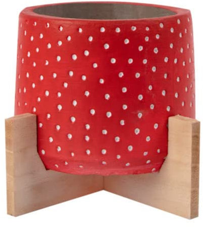 FabFinds Indoor Planter Indoor Decorative Flower Plant Pots (11cm, Spotty Red)