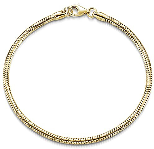 Materia Damen Armband Silber 925 vergoldet Schlangenkette 3mm breit SA-143-19,5cm
