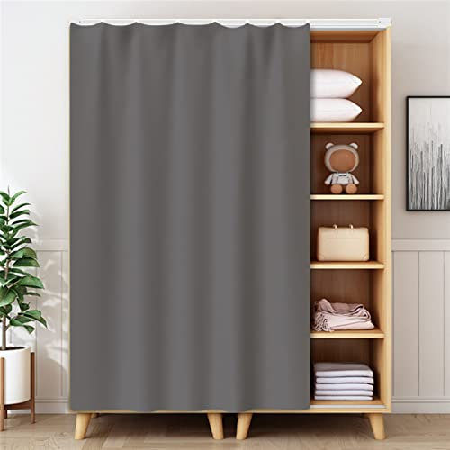 LIVEINU Schrankvorhänge für Küche, Kleiderschrank, Badezimmer, Staubdichter Vorhang für Regale, Wandpaneele, hängende Tür, Japanische Noren, Klettband Selbstklebend 130x180cm Grau