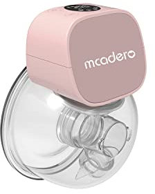 Hands Free Breast Pump, Double Wearable Breast Pump, Portable Electric Breast Pump with 4 Modes & 12 Levels, Mcadero M5-24mm (Pink 1 Pcs)
