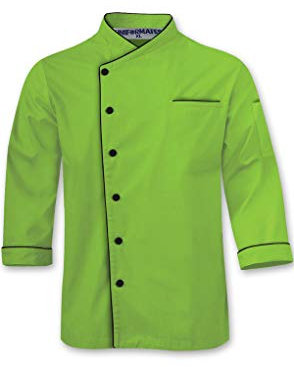 Uniformates Langarm Kochjacke für Damen und Herren einheitliches Kostüm für Catering Caterer und kulinarische Profis (Grün, L)