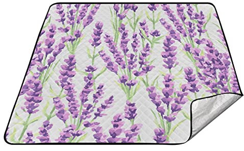 Große Stranddecke Faltbare Bodendecke für Outdoor Lavendel Blumen Strandtuch