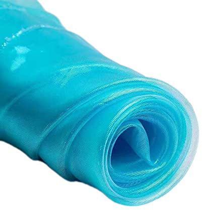 Wambere 150cmx1m Organza Stoffe,Glanz Satin Modestoff Dekostoff Kostümstoff Stoffe zum Nähen Meterware Dekorieren,Brautschleiern Hochzeitskleid Tischläufer Hochzeit Geburtstag Party Deko,Blau