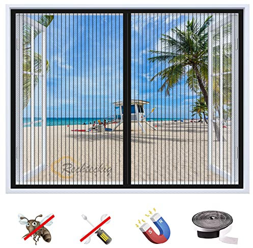 Zanzariera Magnetica Finestra, Magnetica Rete Tenda Anti Zanzare Chiusura Automatica, Tende Zanzariera Autoadesiva, per Finestre Porte-Black-A|| 28x31inch(70x80cm)