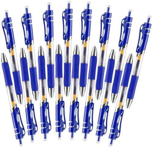 OFFCUP 0.5mm Blau Gelstifte, 16pcs Kugelschreiber Einziehbare Rollerball-Stifte Schnelltrocknend ergonomische Gelschreiber Großraumine Gehäuse rutschfeste Griffzone