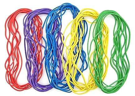 JZK 50 elastici multicolori, 150 mm x 2 mm, resistenti elastici per casa e scuola