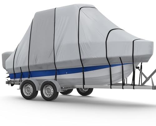 RVMasking 1200D Parziale Rinforzato T-Top Copertura Barca Impermeabile Heavy Duty con Copertura Motore per Console Centrale Barca con Tetto T Top, 20'-22' Larghezza fascio lungo fino a 269,2 cm