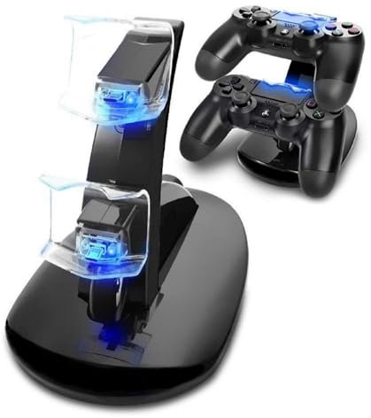BARAC Cargador para Mando PS4, estación de Carga con Mando PS 4 Carga rápida con indicador LED, estación Mando Sony Playstation 4/PS4/Pro/slim