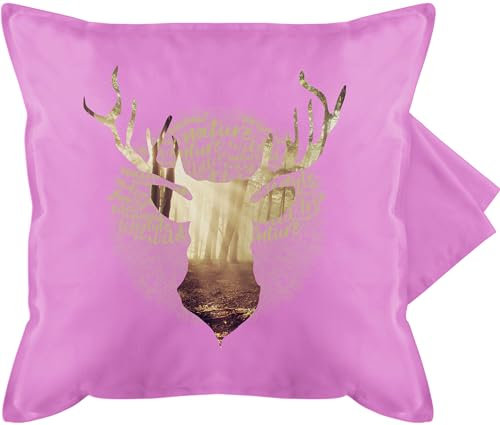 Shirtracer Kissenbezug - Dekoration Kissen - Hirsch Motiv Geschenk Jäger I Hirschgeweih Tracht - 50 x 50 cm - Pink - hirschkissen Oktoberfest-Design Jaeger kissenhullen 50&50 mit hirschmotiv geweih