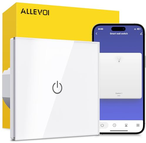 Interruptor de Luz Inteligente, Interruptor de Luz Táctil WiFi 1 Gang, Compatible con Alexa/Google Home, Control por SmartLife, Neutral Requerido, 86x86mm