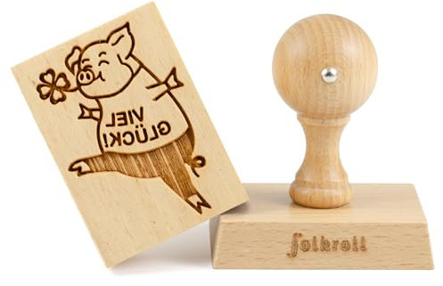 Folkroll Motiv-Keksstempel Viel Glück, 70x50 mm, Cookiestempel, Backstempel, Keks, Stempel, Buchenholz, 231150