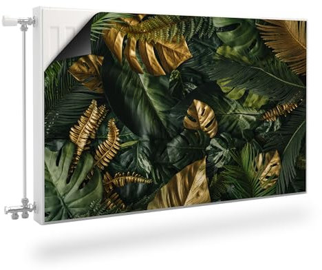 Muralo Heizkörperverkleidung, magnetische Heizkörperabdeckung für Plattenheizkörper aus Stahl oder Blech - Geruchlos und sicher für Gesundheit - Tropische Blätter Br.120cm x Hö.60cm