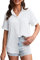 SPRING SEAON Women's Button Down Shirt Short Sleeve Collared Tops Work Office Chiffon Blouse White
