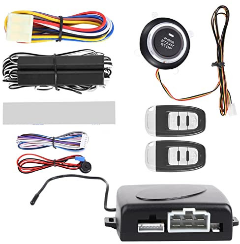 WOOXGEHM Auto-Alarmsystem, Push-To-Start-Zündungssatz, Passives Schlüsselloses Autoalarmsystem, Fernstart-Druckknopf-Kit für Schlüsselloses Zugangssystem für die Meisten Fahrzeuge