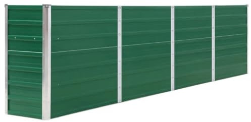 KOIECETA Hochbeet Pflanzkübel Blumenkasten Garten Pflanzkasten Terrassen Gemüsebeet Gartenbeet Pflanzbeet 320 x 40 x 77 cm Verzinkter Stahl Grün