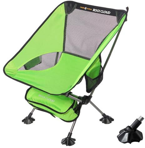 ROCK CLOUD Folding Camping Chair Ultralight Chairs Outdoor Lightweight Fold Up with Anti-Slip Large Feet for Garden Picnic Hiking Travel Backpacking Lawn Beach Sports
