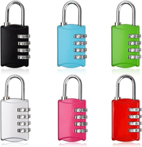 Lot de 6 cadenas code 4 chiffres, Petit Cadenas a Code Cadenas Code Casier, Cadenas à Combinaison Cadena a Code, Serrure Combinée pour Casier, Porte de Cave, Porte de Jardin,Garage