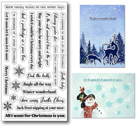 arriettycraft Transparente Stempel mit Weihnachtsversen für Weihnachtskarten oder Tagebücher, Weihnachtsstimmungssprüche, Gummistempel für Scrapbooking, Kunst, Tagebücher, Geschenkanhänger,