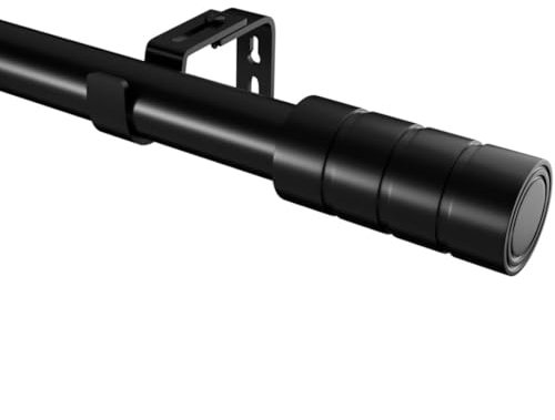 Gardinenstange Schwarz Vorhangstange Ausziehbar Gardinenstangen Verstellbare Länge mit Endstücken und Verstellbaren Halterungen für Wohnzimmer, Schlafzimmer Fenster, Ø25mm, 60-165cm(Schwarz)