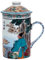 GMMH Ceramic Tea Cup with Lid + Strainer, Chinese Motif, 0.25L, Gift Set (Sea View), Porcelain Teacup for Tea Lovers, Home Use