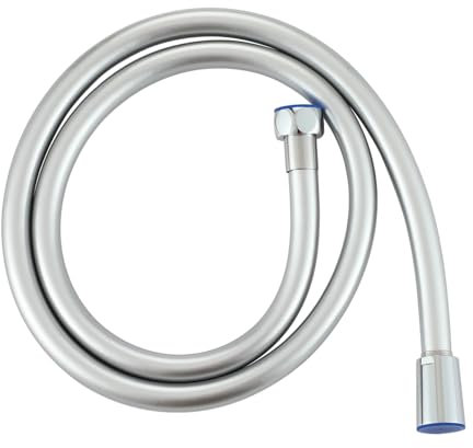 Muxios PVC Smooth Shower Hose 1.2M 47 Inch, Replacement Shower Pipe with Brass Connections, Flexible Anti-Twist, Silver