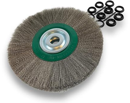 Brosse circulaire INOX | Ø 300 mm | Epaisseur 2 rangs | Fil souple 0.20 mm ondulé | Alésage 32 mm + réducteur bague 25/22/20/16/12 mm | Touret meuleuse affûteuse ponceuse | Kibros 231302IV