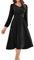 GRACE KARIN Women Summer V Neck Cool Dress Long Sleeve Maxi Length Dress Slim Fit Wedding Flower Sundress Black XL