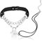 MILAKOO Black Y2K PU Leather Choker Padlock and Star Shape Key Necklace for Women Goth Vintage Style