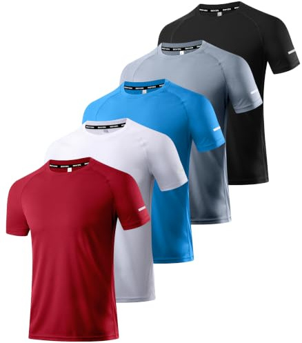 Boyzn 1, 3, 5 or 7er Pack Sport Tshirts Herren Kurzarm T-Shirts Funktionsshirt Laufshirt Schnelltrocknend Atmungsaktive Sport Shirt Sommer Fitnessshirt Trainingsshirt für Running Workout Bodybuilding