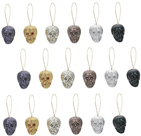 Amosfun 30st -anhänger Schäume Hängende Schädelköpfe Totenkopfhaus Halloween Skelettkopfschmuck Mini-schädelköpfe Nudelholz Hängendes Skelettdekor Skelettstütze Schaum