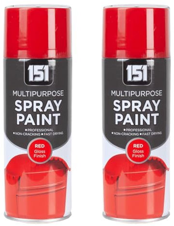 PNJB Multipurpose Red Gloss Spray Paint, Interior Exterior & Household, Ideal for Metal, Wood, Ceramics, Plastic, Quick-Dry, Interior and Exterior,400ml, (2PCS)