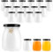 MUXHEL Lot de 18 pots de yaourt de 200 ml avec couvercle noir, petits bocaux en verre, mini bocaux en verre, mini pudding, yaourt, bouteilles en verre pour confiture, miel, gelée, mousse, épices