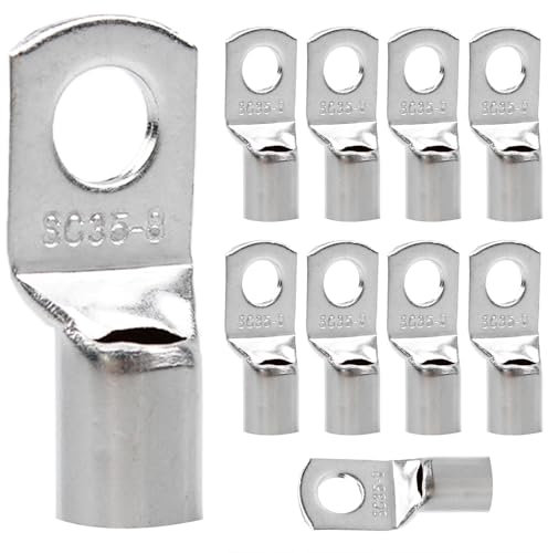 10 Pezzi Capicorda Occhiello 35mm² M8,Terminali ad Anello Connettori Occhiello Anello Non Isolati Capicorda SC Ring Terminali Connettori,Cavo di Saldatura Occhiello Lug per Auto,Barca,Casa