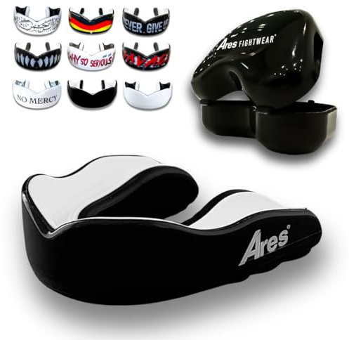 Ares Fightwear® Premium Mundschutz Boxen inkl. Aufbewahrungsbox für Kampfsport, MMA & Athleten I Maximaler Zahnschutz dank idealer Passform in TOP Qualität I Profi Mouthguard für Herren & Damen