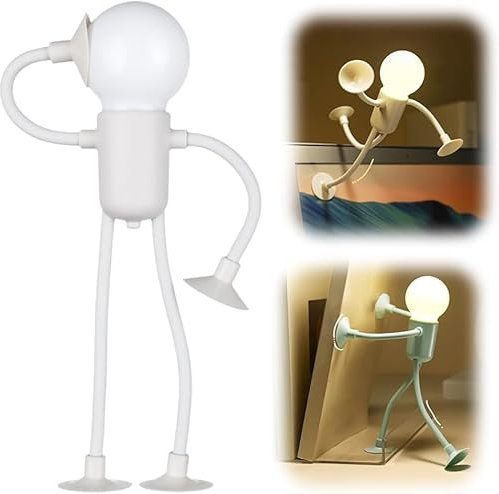 HOIDOKLY Veränderbare Form Lustiges Sportler Nachtlicht, DIY Form Nachtlichter, Saugnapf Biegbare Schreibtischlampe, Kreative Nachtlampe für Schlafzimmer Badezimmer Flur Küche Weihnachten (Weiß)