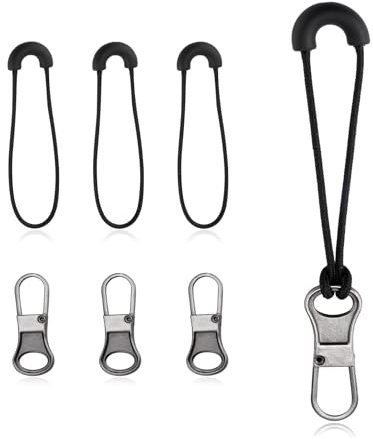 6pcs Tirette Fermeture Eclair Remplacement, Tête de Fermeture Éclair et Rallonge de Cordon de Fermeture Éclair Poignée Réparation Languette Fermeture Éclair pour Bagages Sacs à Dos Vestes