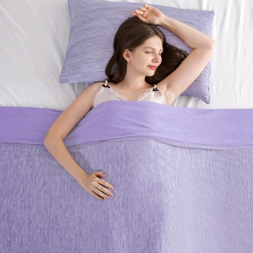 Elegear Cooling Blanket for Night Sweats, Q-Max 0.5 Arc-Chill 3.0 Cool Fiber Summer Throw for Bed Sofa Chair Travel Adult Kids Hot Sleeper, Comfort, Lightweight, Single Bed, 130x170cm, Purple