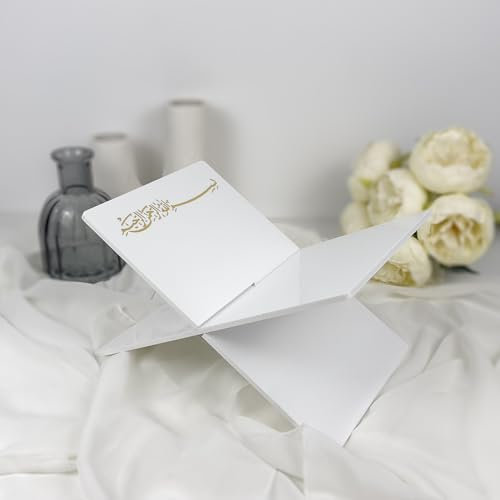 Arlyc Koranhalter | Personalisiert mit Namen | Koran-Lesetisch | Islamisches Geschenk | Schwarz mit Gold Akzenten | Moderner Buchständer | 30x30x30 cm | Max. 1,6 kg
