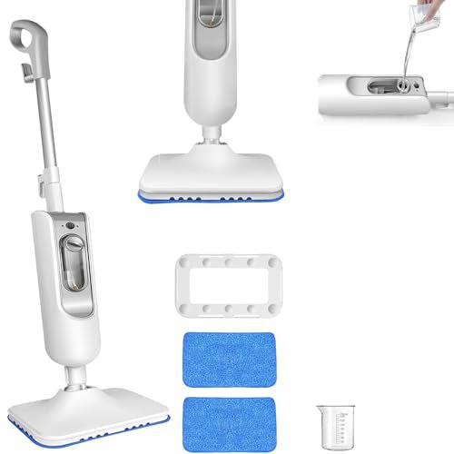 Steam Mop and Handheld Steam Cleaner for Hard Floors, 1500W Electric Cleaner Lightweigh Floor Hot Steam Mop with 2 Washable Cleaning Pads, 20 Second Heat-Up, 400ml Capacity, 5m Long Power Cord