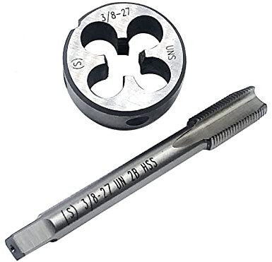 QQXUAN 3/8-27 UNS Tap and Die Set, Machine Thread Tap and Round Thread Die Right Hand(3/8-27)