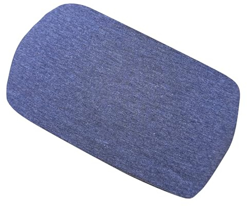 Wollhuhn ÖKO MINI Kinder Breites Elastisches Stirnband/Haarband Deutsche Herstellung Bequem Baumwolle (KU 48-52) (Einfarbig Jeansblau Meliert)