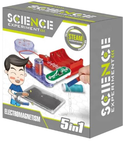 Buroku Elektronisches Set mit 5 elektromagnetischen Experimenten | Magnetismus, Kompass und Elektromagnetismus für Kinder | Lernspiel + Spaß