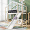 BXEYXE Kinderbett Baumhaus mit Rutsche & Leiter 90 x 200 cm, Hochbett für Kinder– 2X Lattenrost- Natur & Weiß