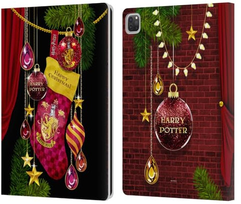 Head Case Designs Licenza Ufficiale Harry Potter Gryffindor Ornamenti Natalizie Custodia Portafoglio in Pelle Compatibile con Apple iPad PRO 12.9 2020/2021/2022