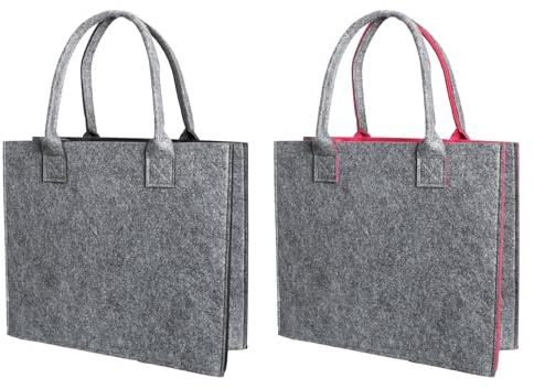 Kaiyzo Filztasche Groß, Shopper Tasche Damen Groß und Filzkorb für Einkäufe und Geschenke, Patchwork Filz Doppelpack mit Henkeln für Einkaufskorb und Aufbewahrung, 35 x 30 x 20 cm