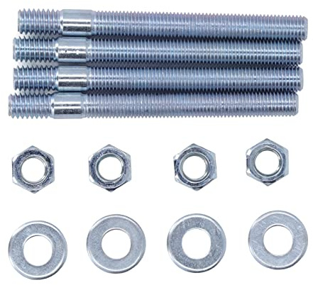 Vergaser-Stehbolzen-Set, hochwertige, langlebige Vergaser-Befestigungsbolzen aus Stahl mit Distanzstücken und Muttern für Ansaugkrümmer, 5/16 Zoll Gewinde, 3,5 Zoll Länge,